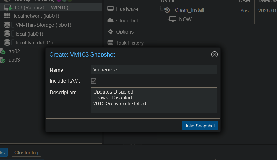 Proxmox Snapshot